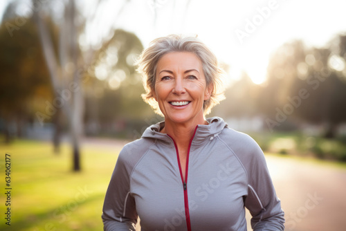 Energetic Senior Lady Enjoying a Jog in the Park