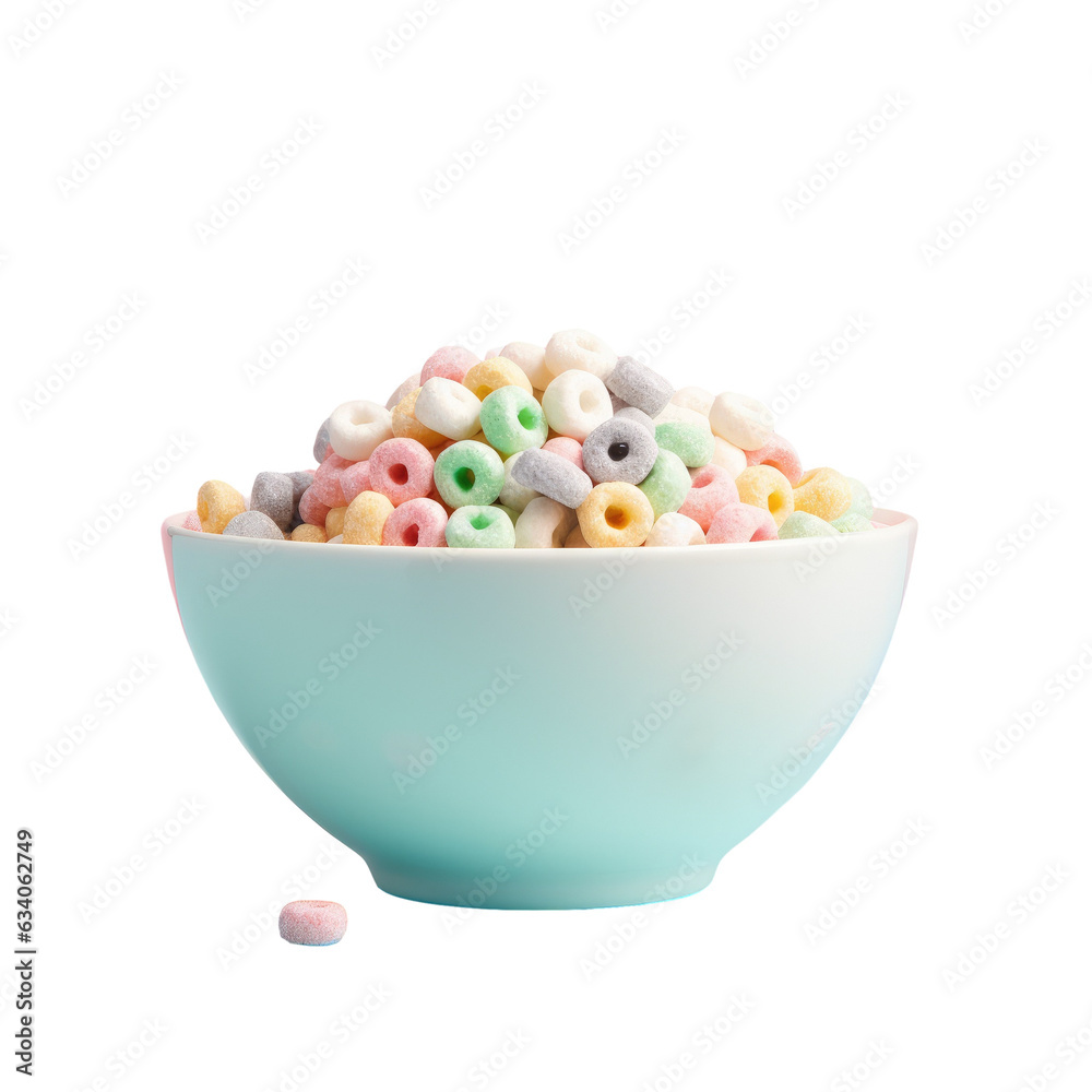 White bowl with cereal on transparent background White bowl with cereal on transparent background
