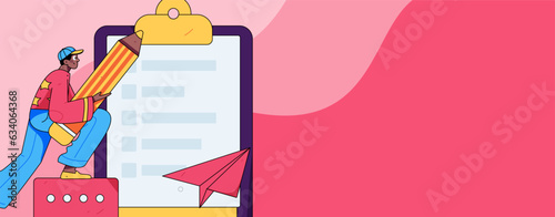 Invite friends to conduct questionnaire survey flat vector concept operation hand drawn illustration
