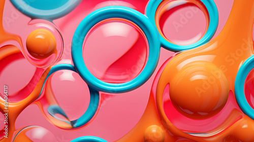 An abstract representation of surprise  with vibrant popping circles and sharp lines against a pastel background