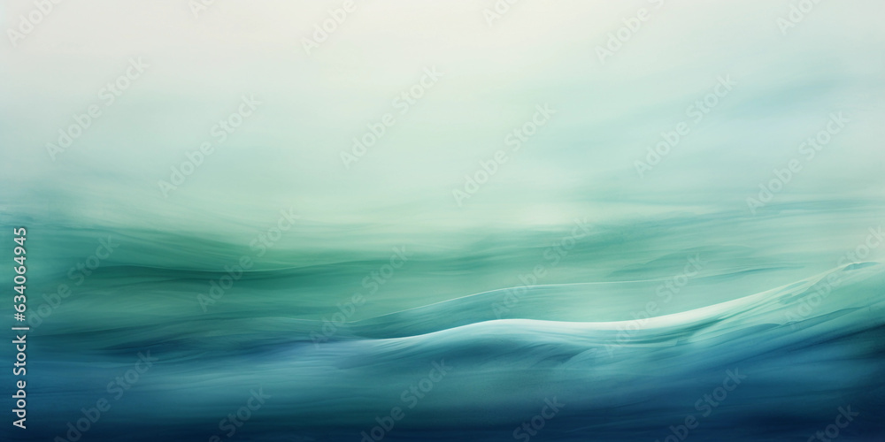 Depicting the tranquility of peace through soft, flowing watercolor washes in shades of blue and green, with a hint of silver glimmer, abstract style