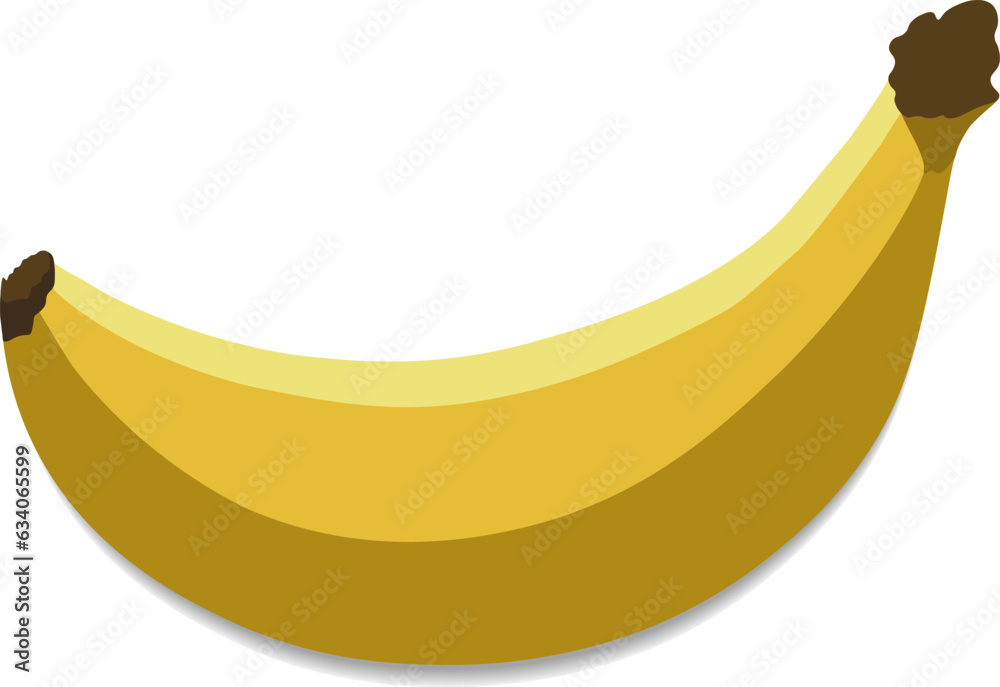 Illustration of one yellow ripe banana on a white background