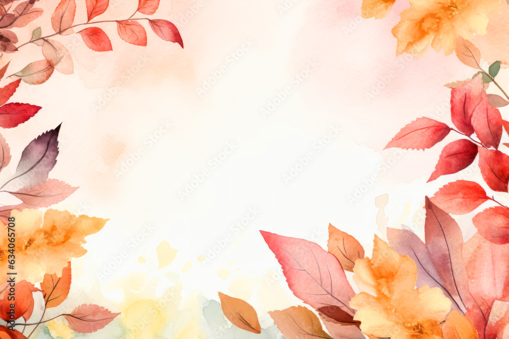 Simple aesthetic autumn inspired autumn watercolor background with leaves and nature elements. Simple aesthetic autumn inspired autumn watercolor background with leaves and nature elements.