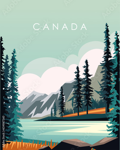 Canada travel poster Maligne Lake, Canadian Rockies