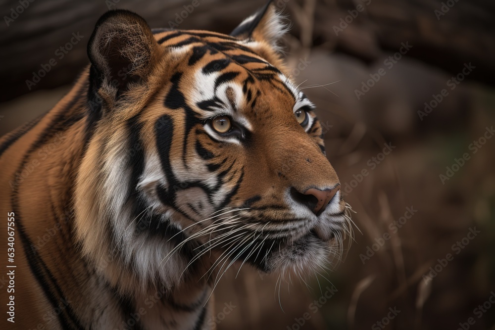 Portrait of a Sumatran tiger roaring, Indonesia
