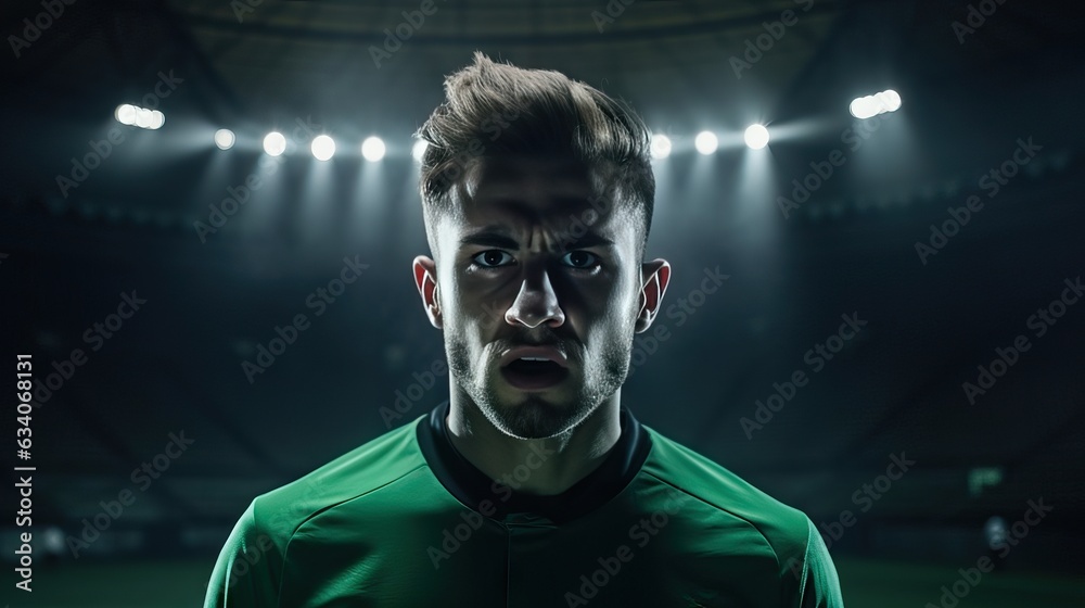 Captivating Gaze: Man in Green Shirt Locks Eyes with Camera Captivating Gaze: Man in Green Shirt Locks Eyes with Camera