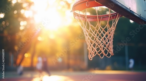 Basketball Hoop Bathed in Radiant Sunlight