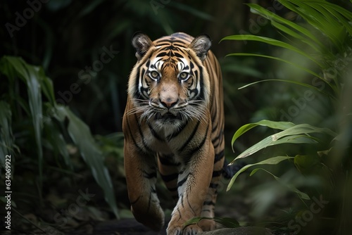 Bengal tiger (Panthera tigris tigris), young animal, walking, Bandhavgarh National Park, India, Asia