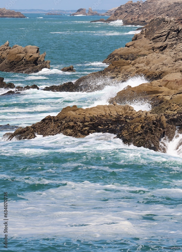 waves and rocks in Brittany, France 