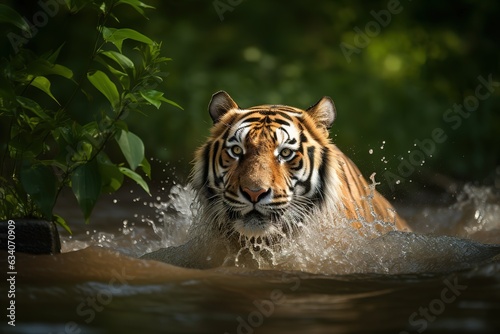 Family of Indian tigers (Bengal tiger) (Panthera tigris tigris), Bandhavgarh National Park, Madhya Pradesh state