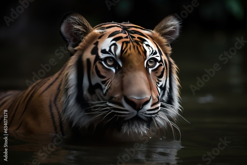 Portrait of Bengal tiger drinking water