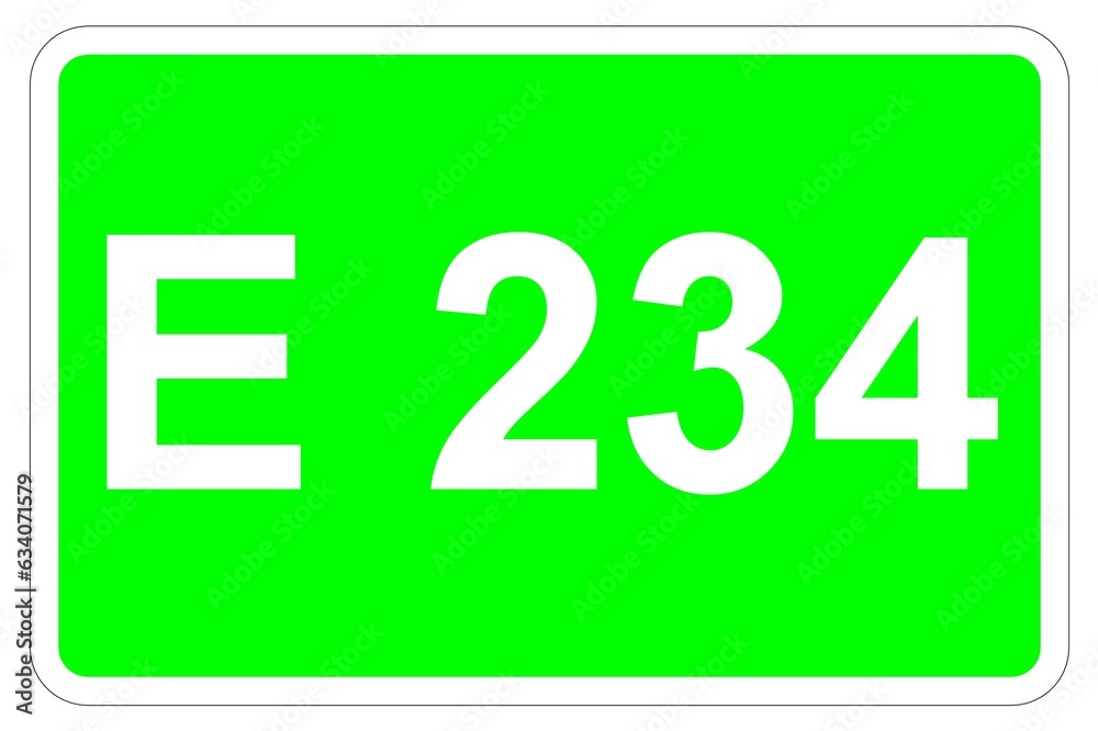 Illustration eines Europastraßenschildes der E 234 in Europa	