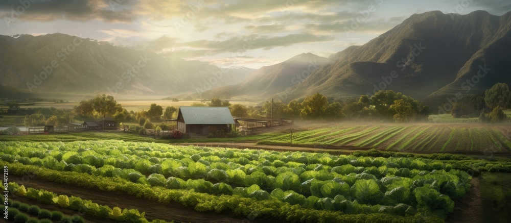 cabbage field, cabbage kimchi, autumn cabbage, cabbage field scenery - obrazy, fototapety, plakaty 