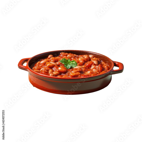Baked beans in tomato sauce on transparent background