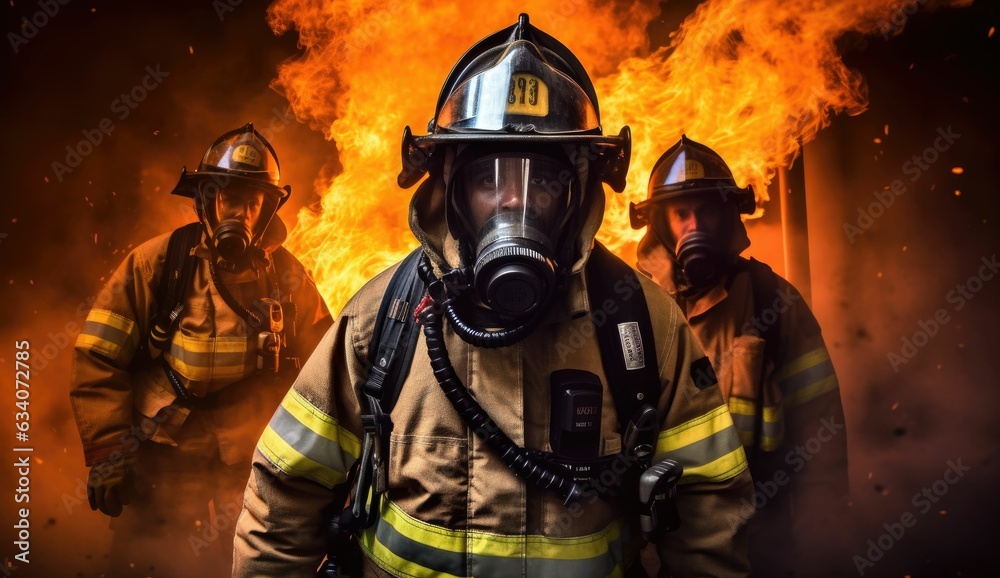 Portrait of a firefighter fighting a fire Portrait of a firefighter fighting a fire