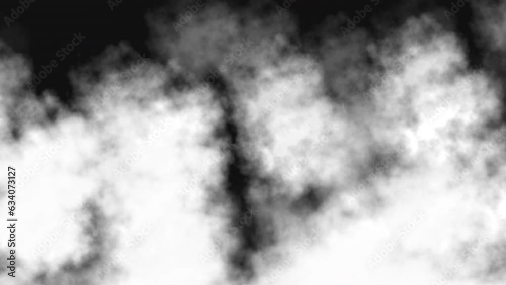 Flying over white fluffy clouds on black background. Abstract background. Motion graphic. Flying over white fluffy clouds on black background. Abstract background. Motion graphic.