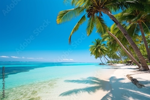 Beautiful tropical seascape. Panoramic view of the sea and sandy beach. Beautyful background. Beautiful ocean  © vachom
