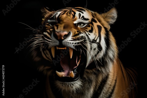 Portrait of a tiger with open mouth