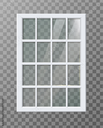 3d realistic vector icon illustration. White plastic frame rectangular window.