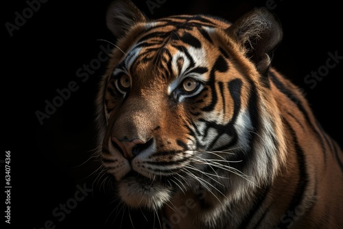 Photo close up face tiger isolated on black background © abstract Art