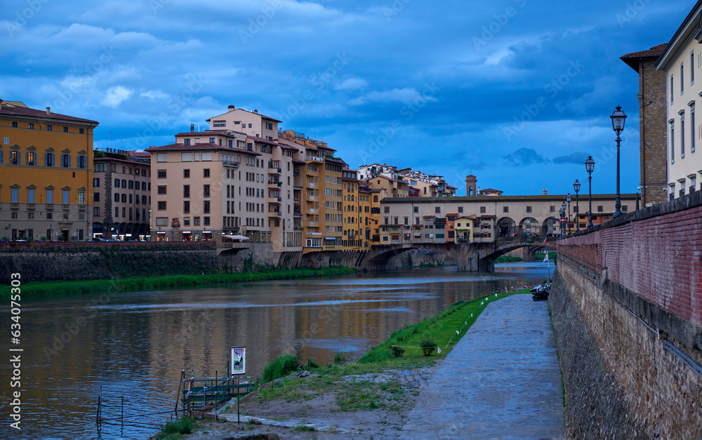 The Arno river view in the evening, Florence, Italy