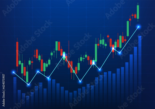 Stock graph technology background It is a technology that shows the growth price of a company on the stock market, increasing the attractiveness of investors. Green and red charts along with bars