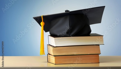 Graduate college, high school or university cap. Graduation hat of degree ceremony.