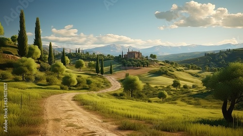 beautiful tuscan landscape in Italy on a sunny day at summer photo
