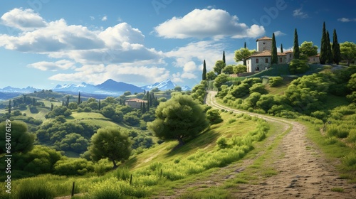 Fototapeta Naklejka Na Ścianę i Meble -  beautiful tuscan landscape in Italy on a sunny day at summer