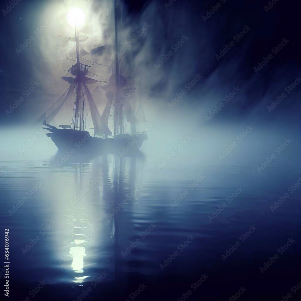 Fototapeta premium ghostly, 18th-century sailing ship 