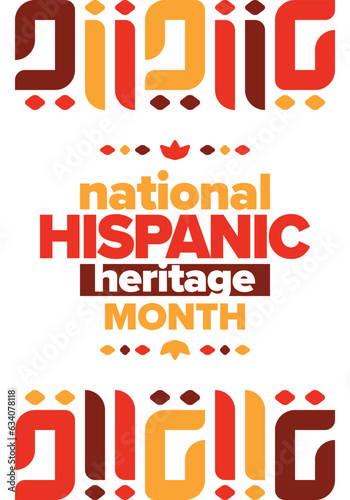 National Hispanic Heritage Month in United States. Celebrate annual in September and October. Latin American and Hispanic ethnicity culture. National fabric vector textures. Traditional festival