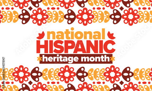 National Hispanic Heritage Month in United States. Celebrate annual in September and October. Latin American and Hispanic ethnicity culture. National fabric vector textures. Traditional festival