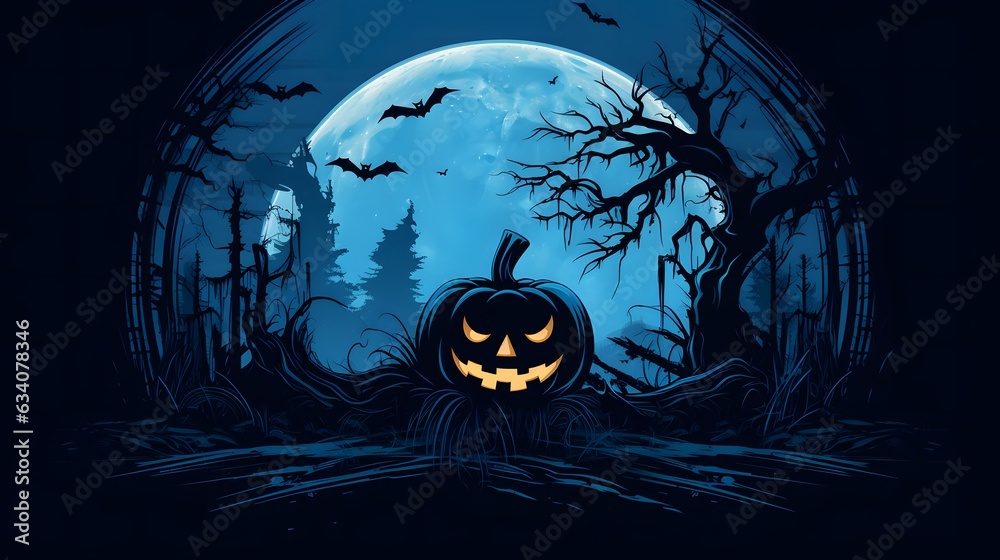 Fototapeta premium Halloween themed illustration for wallpaper or background