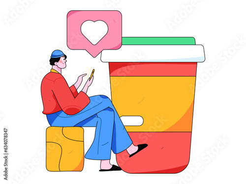 Virtual characters social communication concept business flat vector hand drawn illustration
