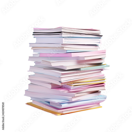 Large pile of documents set against transparent background