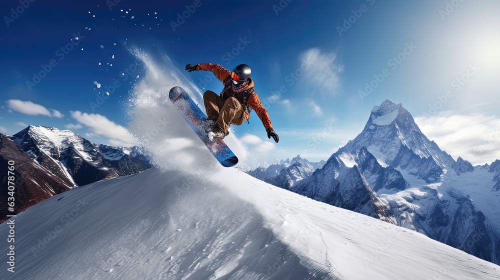 snowboarder jumping on the slope