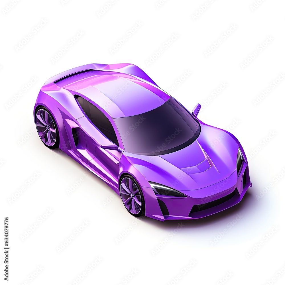 Fototapeta premium isometric electric sportscar. violett colors isolated on white background