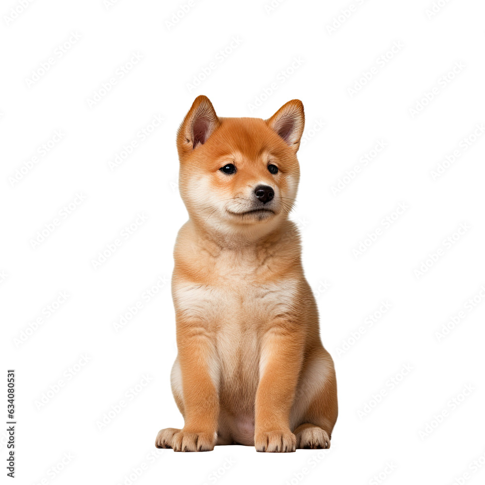 1 year old Shiba Inu posing against transparent background