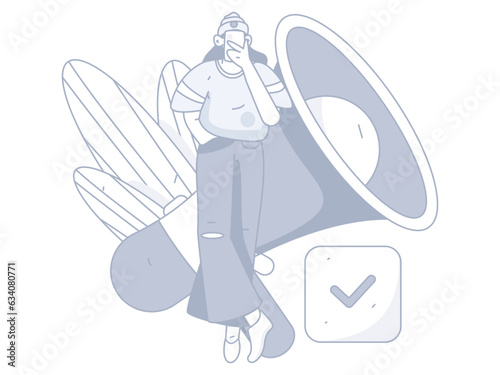 Virtual characters social communication concept business flat vector hand drawn illustration

