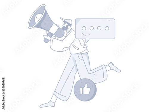 Virtual characters social communication concept business flat vector hand drawn illustration
