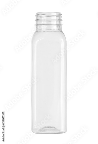 Plastic beverage bottle square shape disposable (with clipping path) isolated on white background