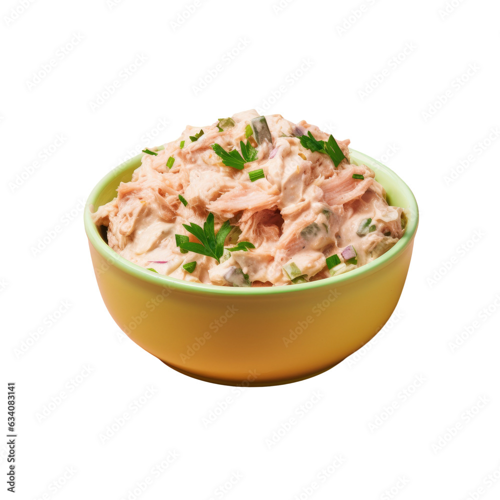Tuna salad in bowl isolated Tuna salad in bowl isolated