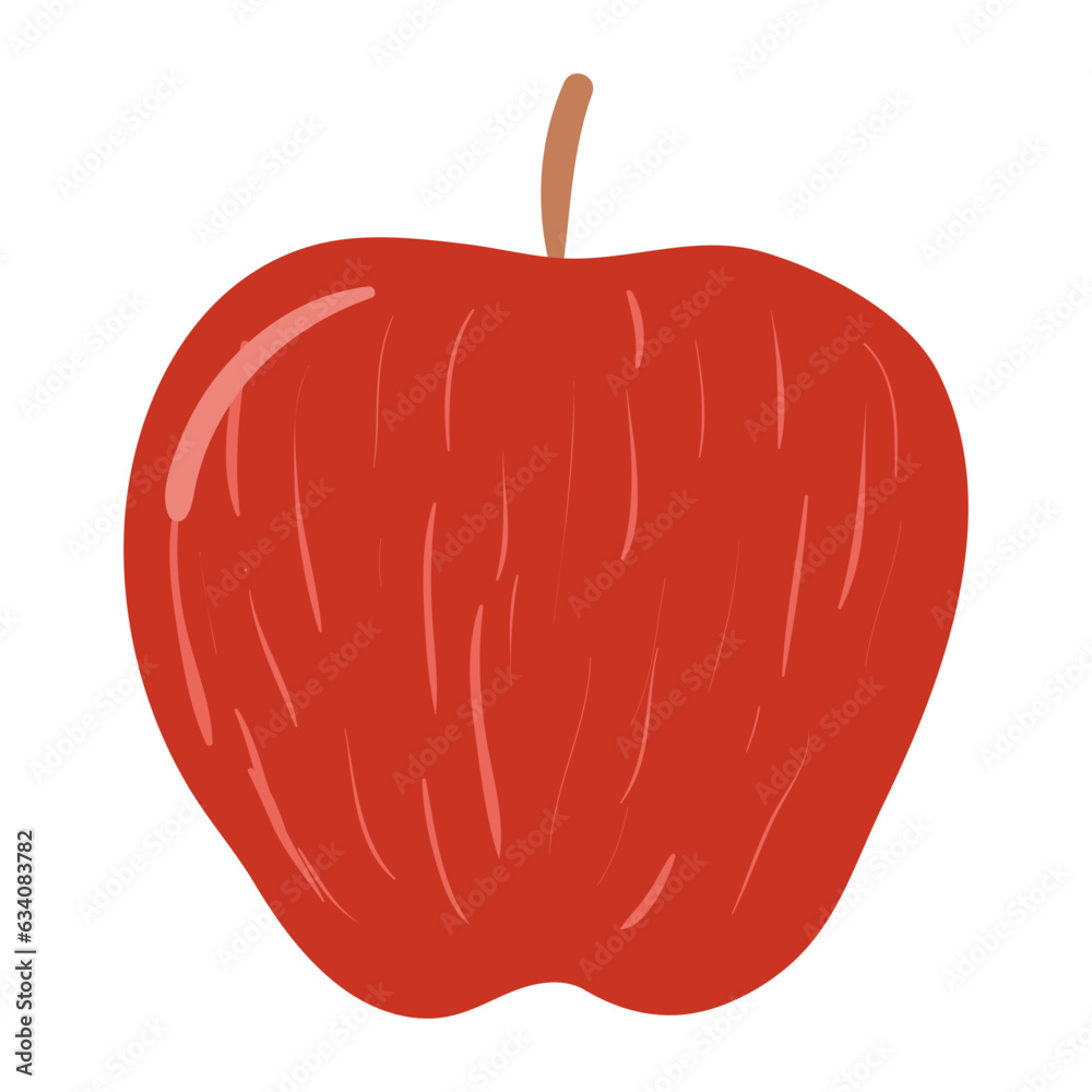 Red apple hand drawn cartoon illustration. Flat style design, isolated vector. Autumn, fall, harvest, seasonal fresh produce, print element, organic ingredient, healthy diet, eating Red apple hand drawn cartoon illustration. Flat style design, isolated vector. Autumn, fall, harvest, seasonal fresh produce, print element, organic ingredient, healthy diet, eating
