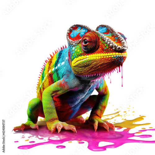 chameleon looking isolated on white