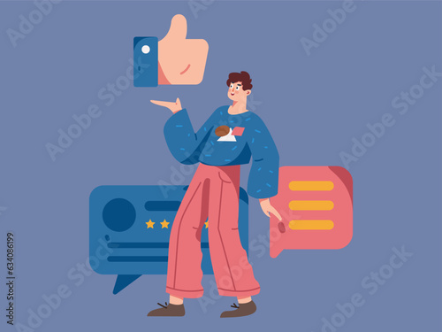 Virtual characters social communication concept business flat vector hand drawn illustration

