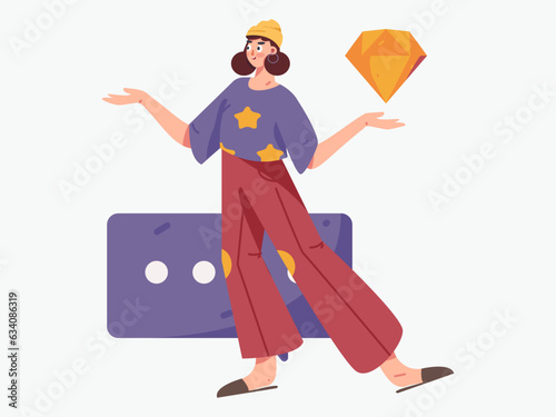 Virtual characters social communication concept business flat vector hand drawn illustration
