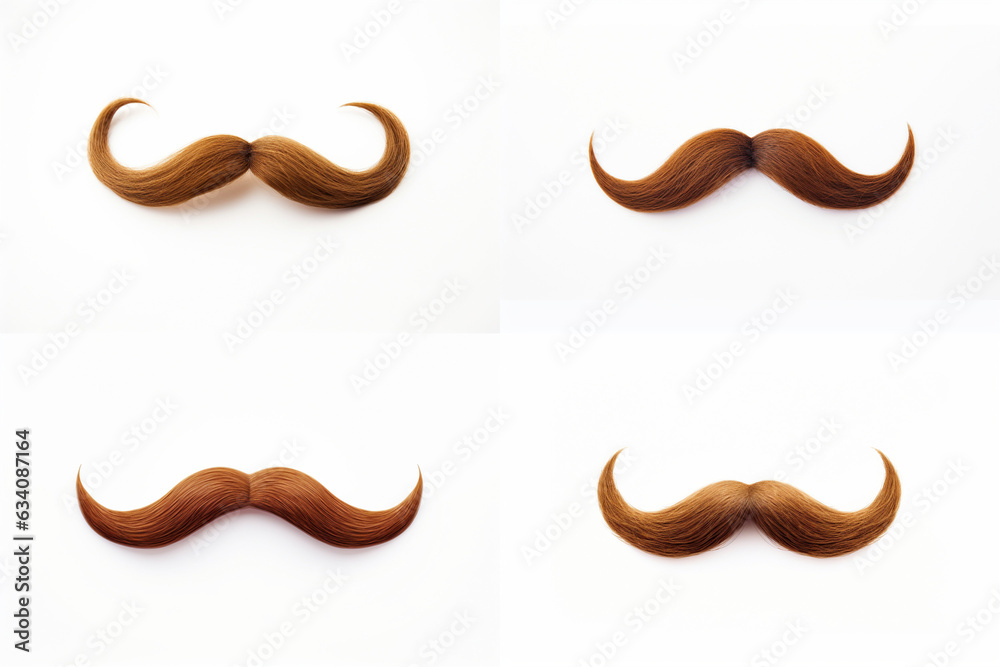 Curly brown mustache isolated on a white background. High quality illustration Curly brown mustache isolated on a white background. High quality illustration