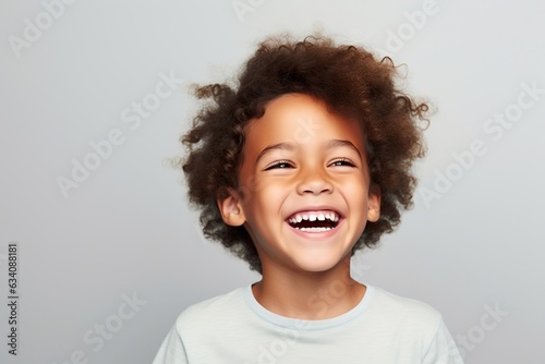 A professional portrait studio photograph of an adorable mixed-race child, Generative Ai