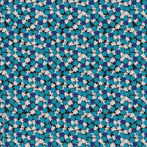 Blue Tone Abstract Spring Ditsy Flower Garden Allover Seamless Pattern Design Artwork Design 