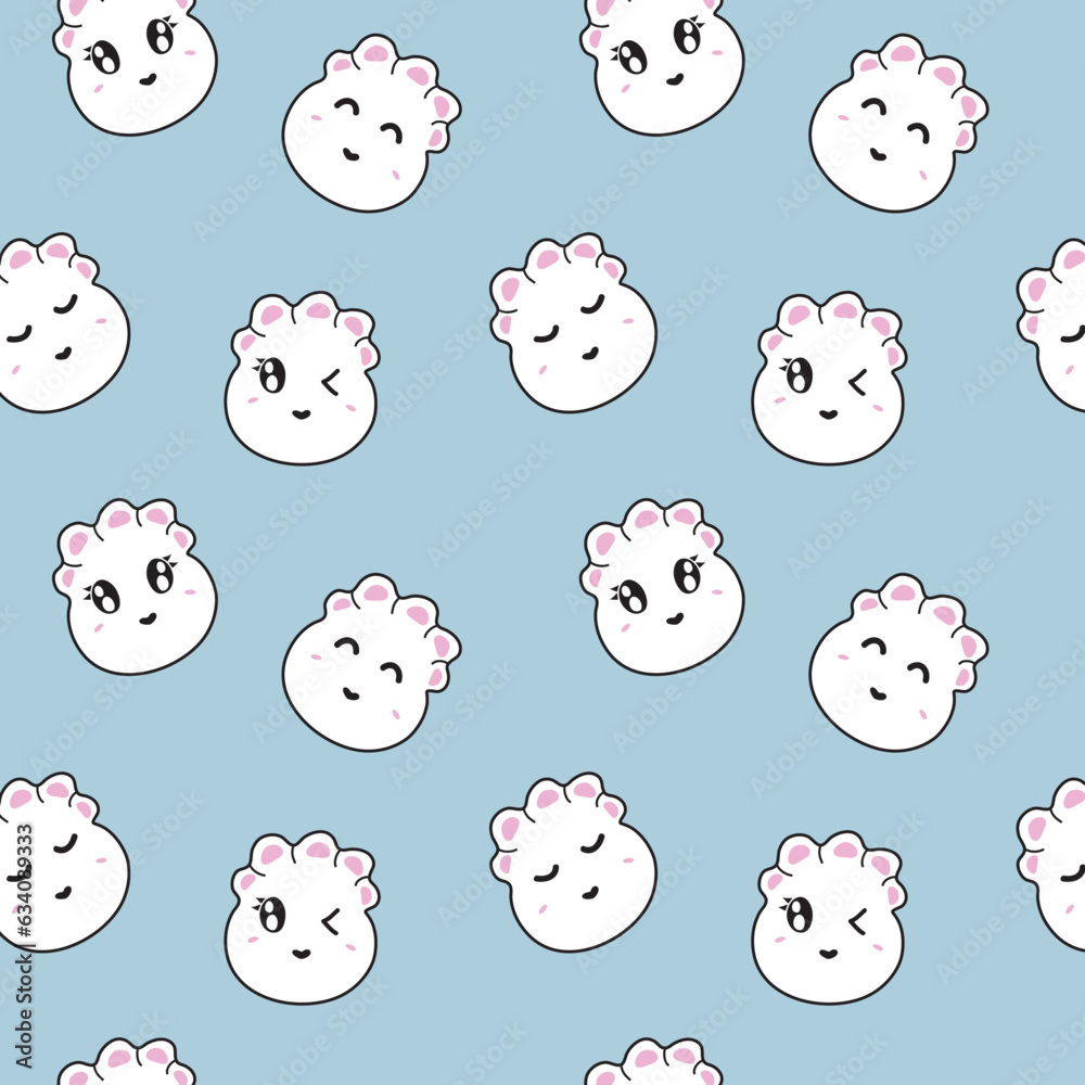 Cute Dumpling Character Artwork Allover Seamless Pattern Design Artwork 